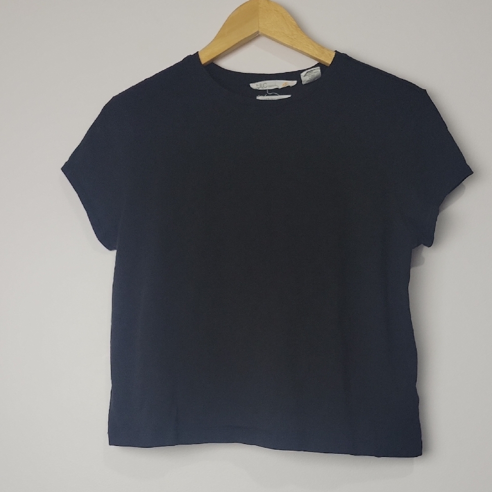 C & C CALIFORNIA WOMEN'S BLACK CROP SHORT SLEEVE 100% PINA COTTON TEE SIZE LARGE